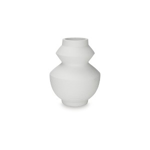 Signature Design by Ashley Naveen 18" Vase, White Geometric Polyresin - 1 of 4