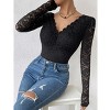 Women's Jumpsuit V Neck Sexy Lace Long Sleeve Bodysuit - 4 of 4