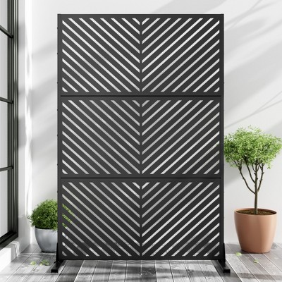 Lirago Outdoor Privacy Screen Privacy Fence Fence Panels Metal Garden Fencing -72x47 Black