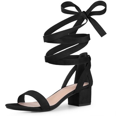 Perphy Women's Fashion Summer Open Toe Block Heel Lace Up Sandals