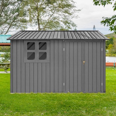 NicBex 6ftx8ft Outdoor Storage Sheds Metal Garden Sheds with Lockable Door and Window for Lawn, Garden, Patio