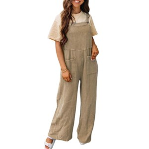 BLUEMING Womens Jumpsuits Loose Bib Pants Overalls Adjustable Straps Baggy Rompers Jumpsuits Wide Leg Pants - 1 of 2