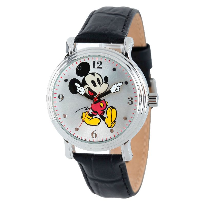 Women&#39;s Disney Mickey Mouse Shinny Vintage Articulating Watch with Alloy Case - Black, 1 of 6