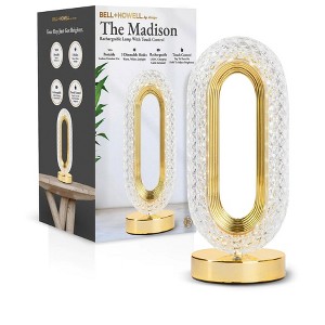 Bell + Howell Madison Oval Gold 1 Piece Cordless Rechargeable Faux Crystal Touch LED Table Lamp - 1 of 4