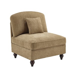 Vynxaria Modern Armless Sofa Light Coffee Chenille, W/1 Pillow, Detachable Ruffle Skirts, Multi-Module Configurable, Curved Petal Armrests - 1 of 4