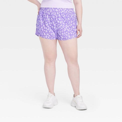 Women's Mid-rise Run Shorts 3 - All In Motion™ Purple/leopard