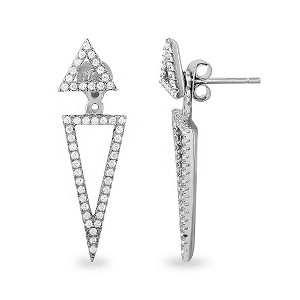 Adornia Rhodium Plated Crystal Triangle Jacket Earrings - 1 of 3