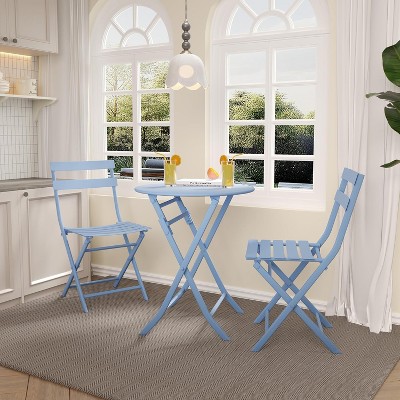 3 Piece Bistro Table and Chairs, Waterproof Folding Cafe Table and Chairs,Small Bistro Set for Small Space/Indoor/Outdoor/Porch/Lawn
