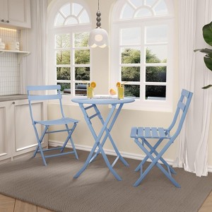 3 Piece Bistro Table and Chairs, Waterproof Folding Cafe Table and Chairs,Small Bistro Set for Small Space/Indoor/Outdoor/Porch/Lawn - 1 of 4