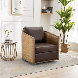 Sapphtopaz Accent Chair Swivel Barrel Chair for Living Room Comfy Lounge Chat Chair 360 Degree Rotation Seat for Bedroom, Office - 1 of 4
