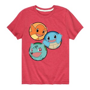 Boys' - Pokémon - Charmander Squirtle Bulbasaur Kanto Group Short Sleeve Graphic T-Shirt - 1 of 4