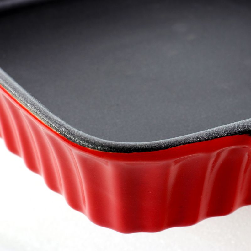 Crock-Pot Denhoff 8 in. Non-Stick Ribbed Casserole in Red, 3 of 6