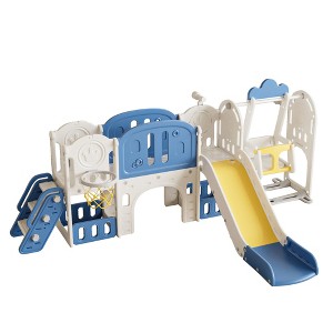 Infurnic Baby Activity Gyms, Baby Play Space with Slideand and Basket Set, for a Gift Comprising Baby's Needs, Multicolored, 102.1"*25.6"*44.5" - 1 of 4