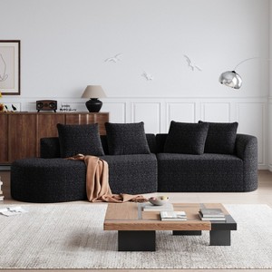 KWPZQEB 112" Modular Sectional Sofa, 4-Seat Oversized Convertible Couch with 4 Pillows & Deep Seat, Modern Chenille Curved Sofa for Living Room - 1 of 4
