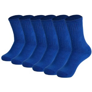 Men’s Cotton Crew Socks – 6 Pairs, Cushioned Sole, Breathable & Moisture-Wicking Athletic Sport Socks - 1 of 4
