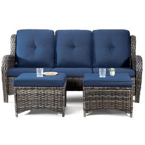 UPTIOT 73'' Polyethylene (PE) Wicker Outdoor Patio Sectional - 1 of 4