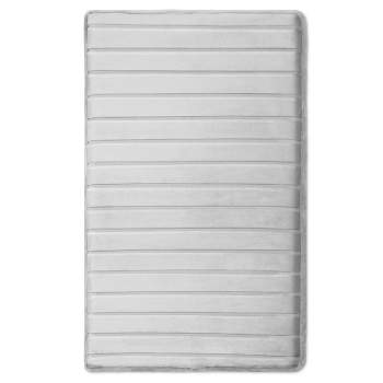 21"x34" MICRODRY SoftLux Quilted Striped Memory Foam Bath Mat/Runner with Skid Resistant Base Light Gray