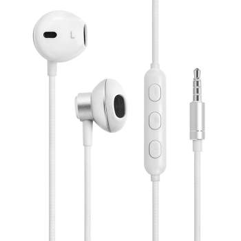 ionX Wired Earbuds with Microphone, 3.5mm Corded Headphones with Volume Control Compatible with iPhone/ iPad/Computer, White