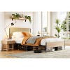 Bed Frame with Natural Rattan Headboard and Solid Wood Footboard, Under Bed Storage Space - 2 of 4