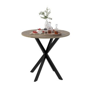 CuisinSmart 31.5Inch Modern Dining Table, Minimalist Style Round Kitchen Table With Metal Crossed Legs For Home Living Room Kitchen Dining Room - 1 of 4