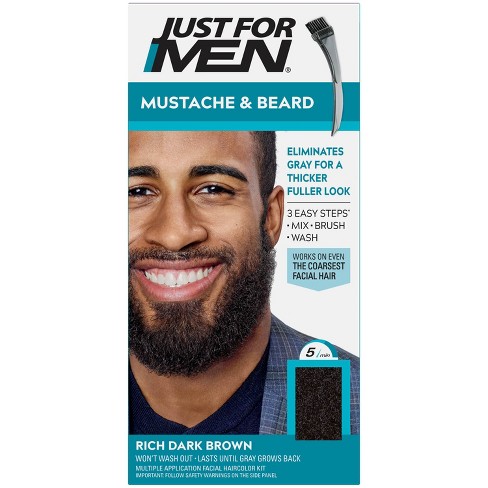 Just For Men Mustache & Beard Coloring For Gray Hair With Brush Included -  Rich Dark Brown M47 : Target