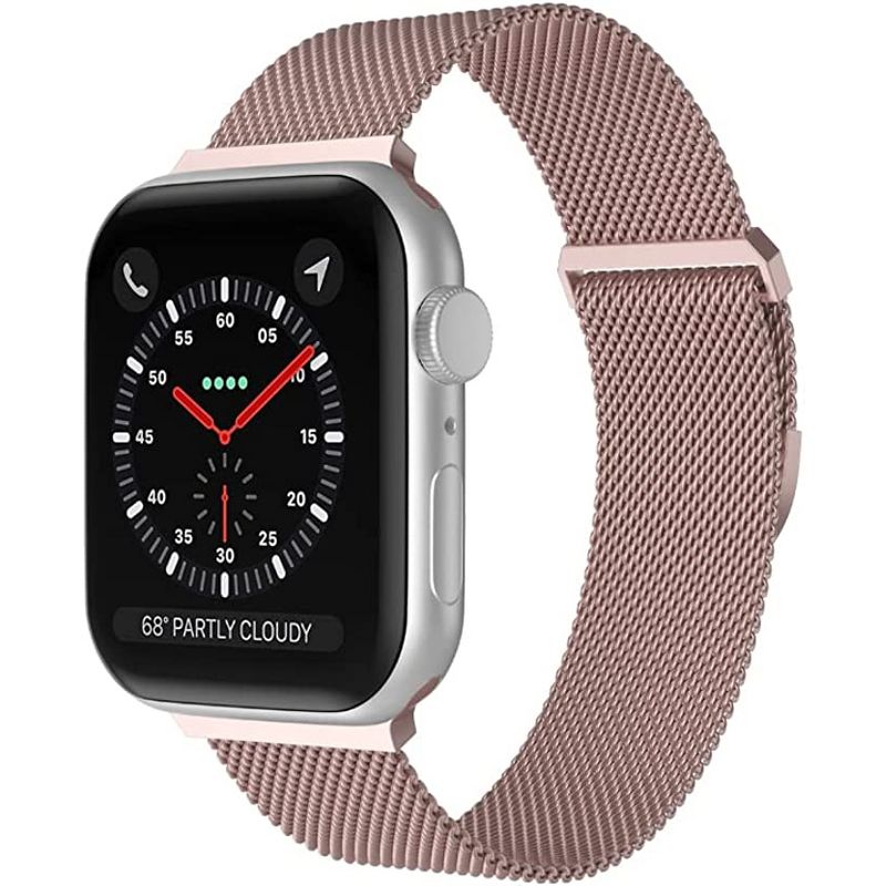 Worryfree Gadgets Metal Mesh Magnetic Apple Watch Band 45/44/42mm and 41/40/38mm Fashion Band with Sport Clasp for iWatch Series 8 7 SE 6 5 4 3 2 1, 1 of 4