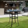 31.5" Outdoor Patio Bar Table with Tempered Glass Top, Square High Top Pub Table All Weather Metal Frame for Balcony, Backyard, Poolside, Garden - 3 of 4