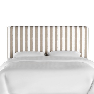 King Olivia Upholstered Headboard Taupe/White Stripe - Skyline Furniture