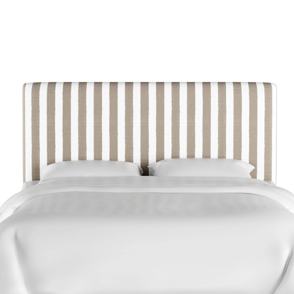 King Olivia Upholstered Headboard in Pattern Taupe/White Stripe - Skyline Furniture -  52765426