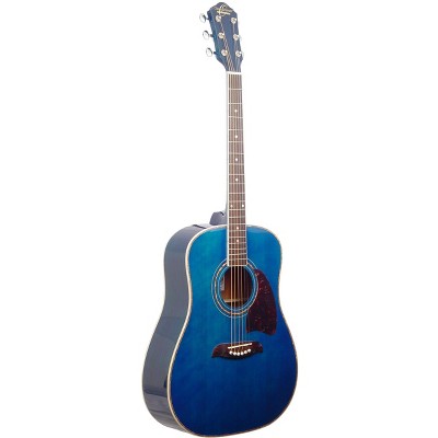 Oscar Schmidt OG2TBL-A Dreadnought Acoustic Guitar, Transparent Blue