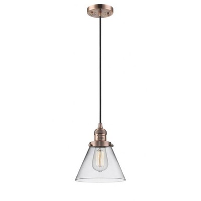 Cone - 1 Light Cord Hung Mini Pendant In Industrial Style-10 Inches Tall and 8 Inches Wide