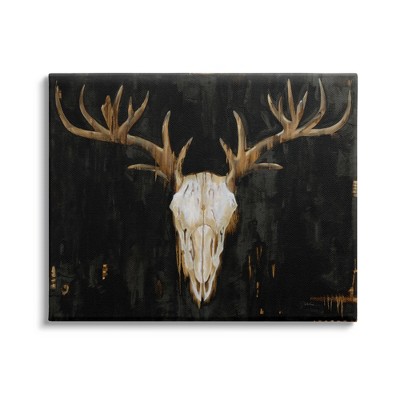 Stupell Industries Deer Antlers Skull Dark Rustic Canvas Wall Art
