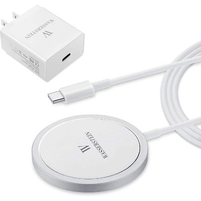 Wasserstein MagSafe iPhone Wireless Charger Pad with 15W Quick Charge Power Adapter for iPhone 13, 13 Pro, 12, 12 Pro, AirPods Pro, AirPods (3rd Gen)
