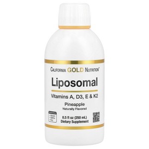California Gold Nutrition Liposomal Vitamin A, D3, E & K2, Pineapple, 8.5 fl oz (250 ml) - 1 of 3