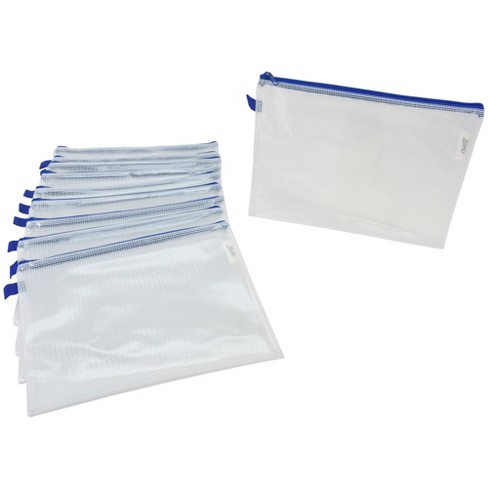 Jam Paper Mesh Zipper Pouches - Assorted Sizes - Blue - 3/Pack