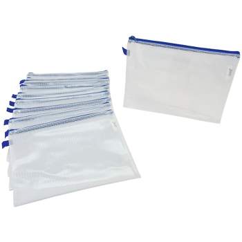 Sax Mesh Zippered Bags, 10 x 13 Inches, Clear with Blue Trim, Pack of 10