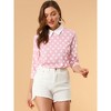 Allegra K Women's Polka Dots Contrast Peter Pan Collar 3/4 Sleeves Blouse - 3 of 4