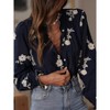 Womens Long Lantern Sleeve Fall Summer Casual Shirt Jacquard Button Down Tops Collar Loose Blouses - 2 of 4