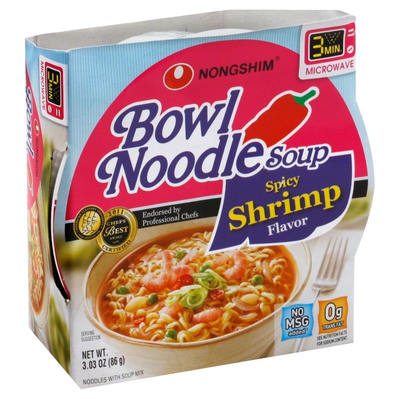 Nongshim Spicy Shrimp Soup Microwavable Noodle Bowl - 3.03oz, 1 of 4