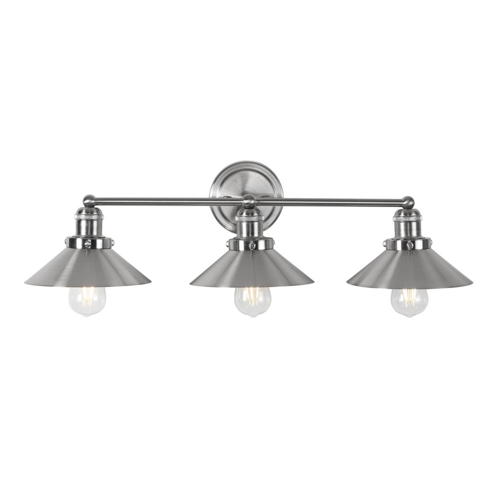 26.5" 3-Light July Sconce with Metal Shade Nickel - JONATHAN Y: Modern Industrial Wall Light, Hardwired, LED Included