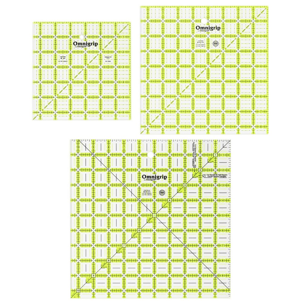 Photos - Accessory Omnigrid Non-Slip Square Quilting Rulers Combo Pack