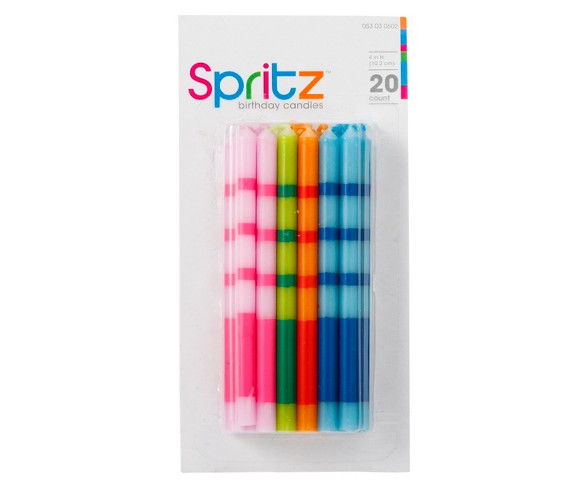 20ct Striped Birthday Candle - Spritz&#153;