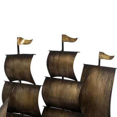 Nautical Metal Sailboat Centerpiece in Natural Finish