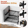 LunaLulinlk Adjustable 2-Tier Pull Out Cabinet Organizer, Expandable 13"-21" Wide, No-Drill Kitchen Cabinet Organizer, 21" Deep, Black - 2 of 4