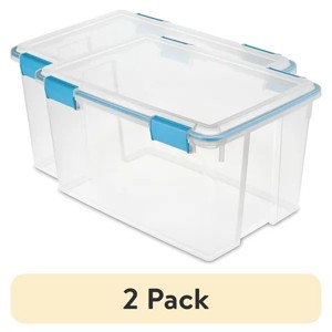 Racxily 2-Pack 54 Quart Clear Storage Bin, Gasket Box Storage Container, Weather-Resistant, with Blue Lid - 1 of 4