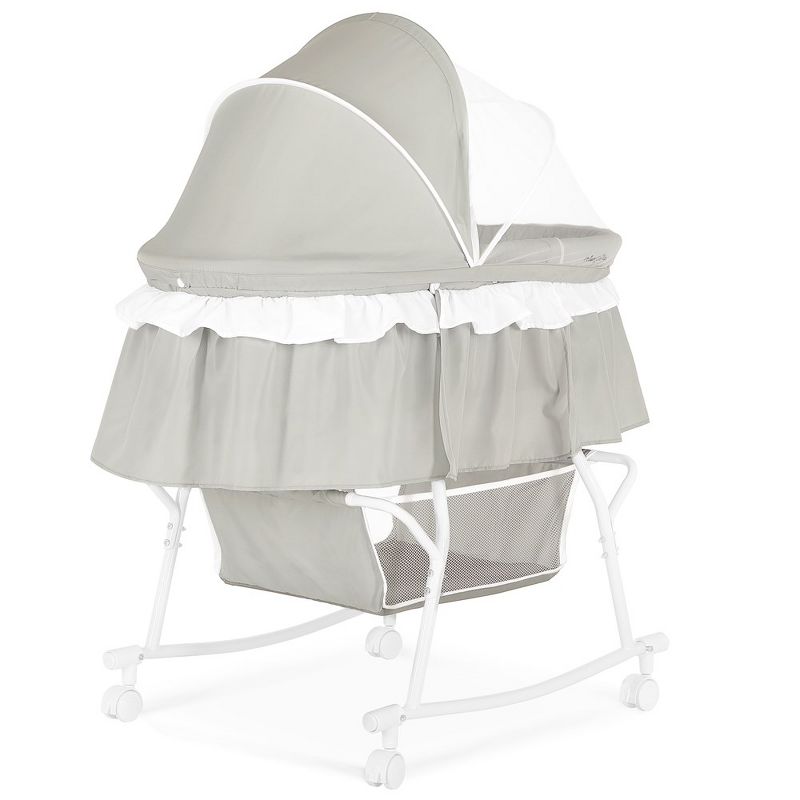 Dream On Me JPMA Certified Lacy Portable 2-in-1 Bassinet & Cradle, Light Grey, 5 of 9