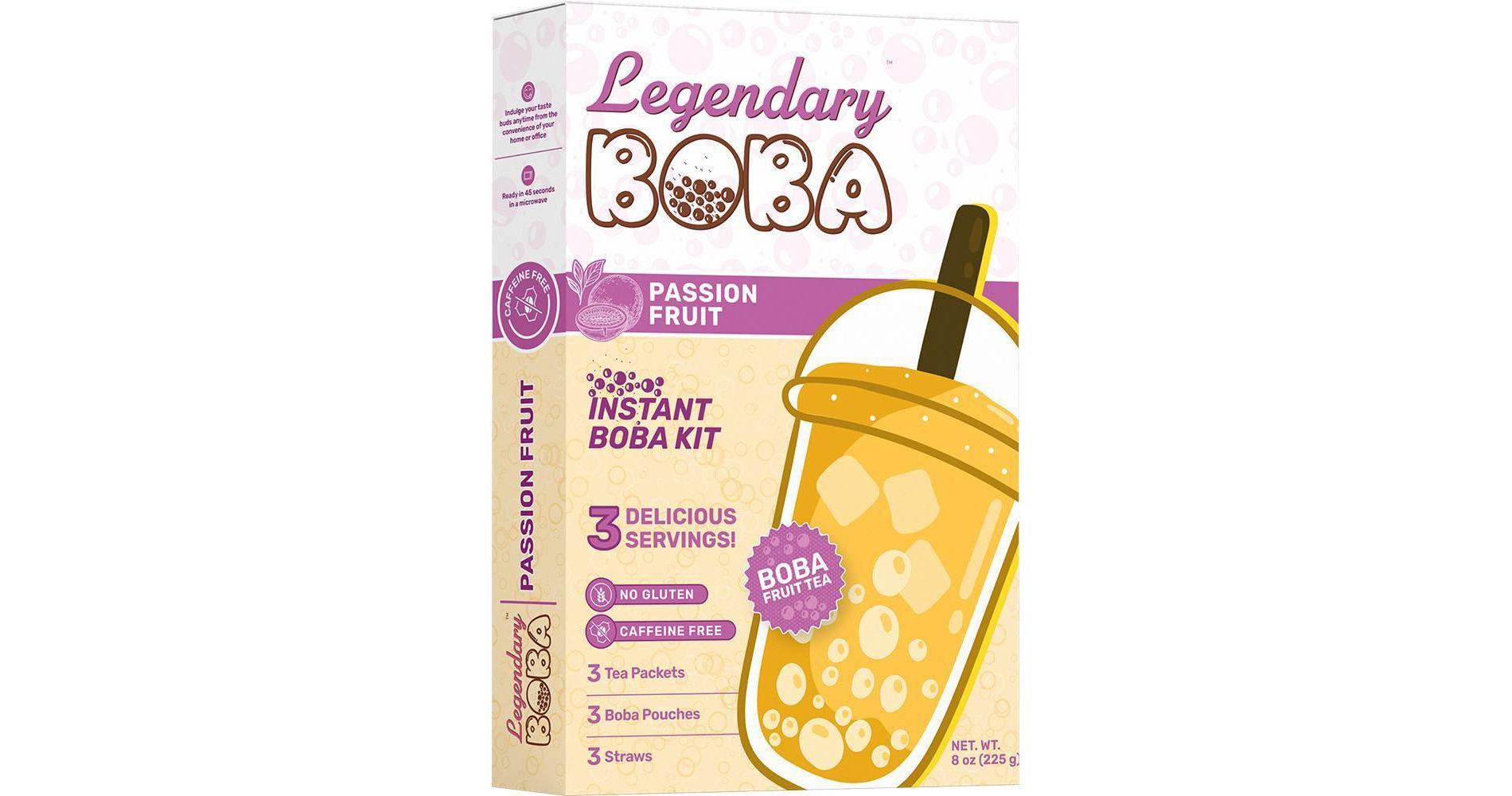 Legendary Boba Passion Fruit Instant Boba Fruit Tea Kit - Caffeine Free - 8oz/3ct