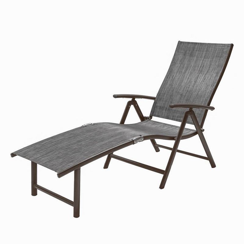Outdoor Aluminum Adjustable Chaise Lounge - Black/Gray - Crestlive Products: Lightweight, Foldable, Weather-Resistant, No Assembly, 4 of 13
