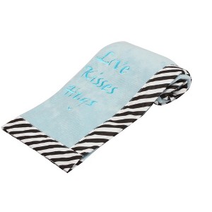 Bacati - Love Aztec Black/Turq Aqua Love Kisses Hugs Embroidered Blanket - 1 of 3