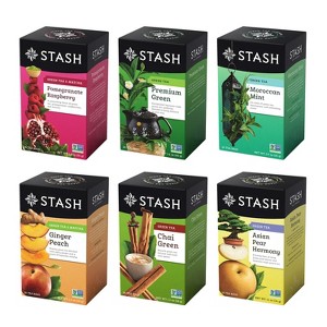 Stash, Green Tea Variety Pack, Caffeinated, No Artificial Ingredients, 20 Count (Pack of 6) - 1 of 4
